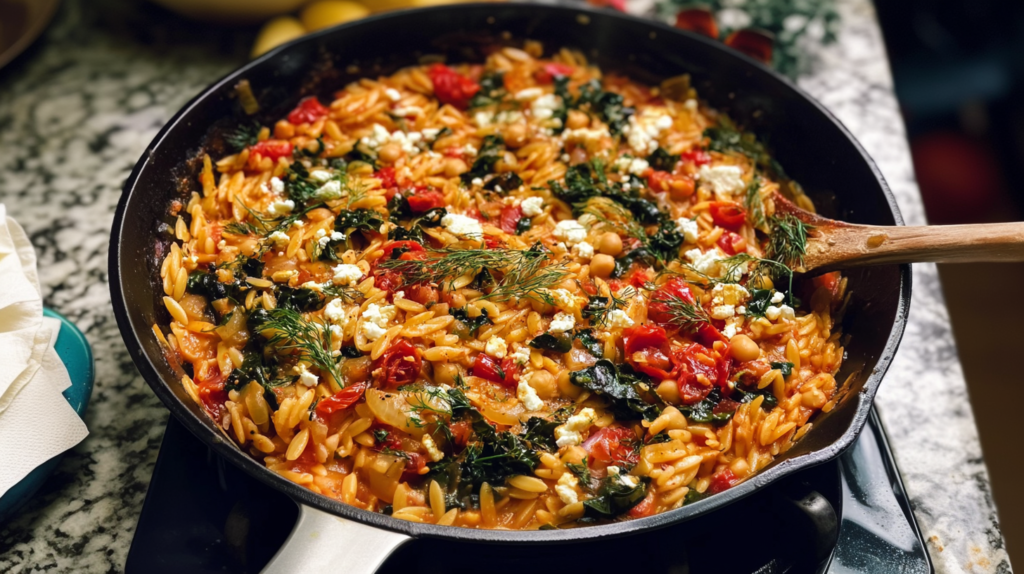 Baked Greek Orzo Skillet