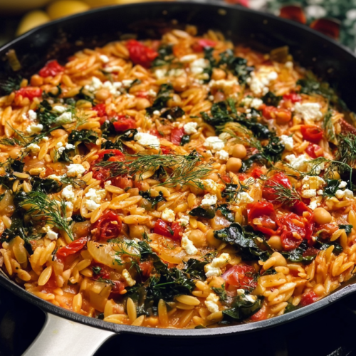 Baked Greek Orzo Skillet