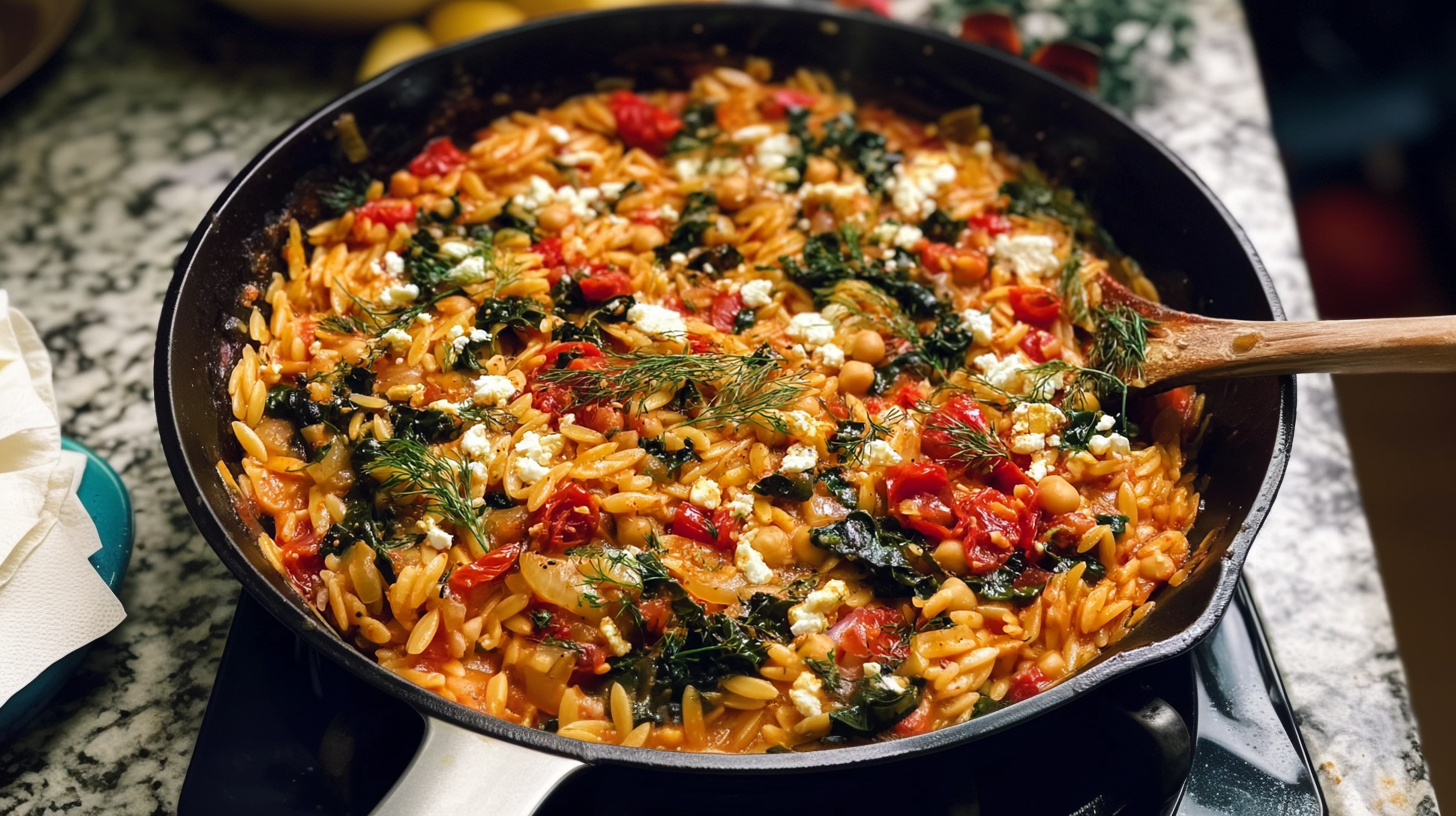 Baked Greek Orzo Skillet