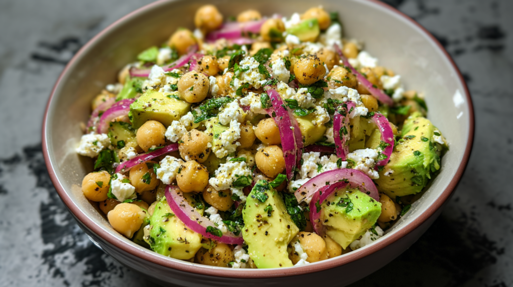 Chickpea Feta Avocado Salad