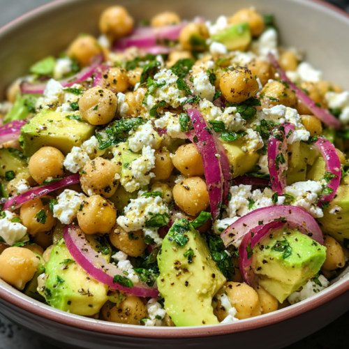 Chickpea Feta Avocado Salad