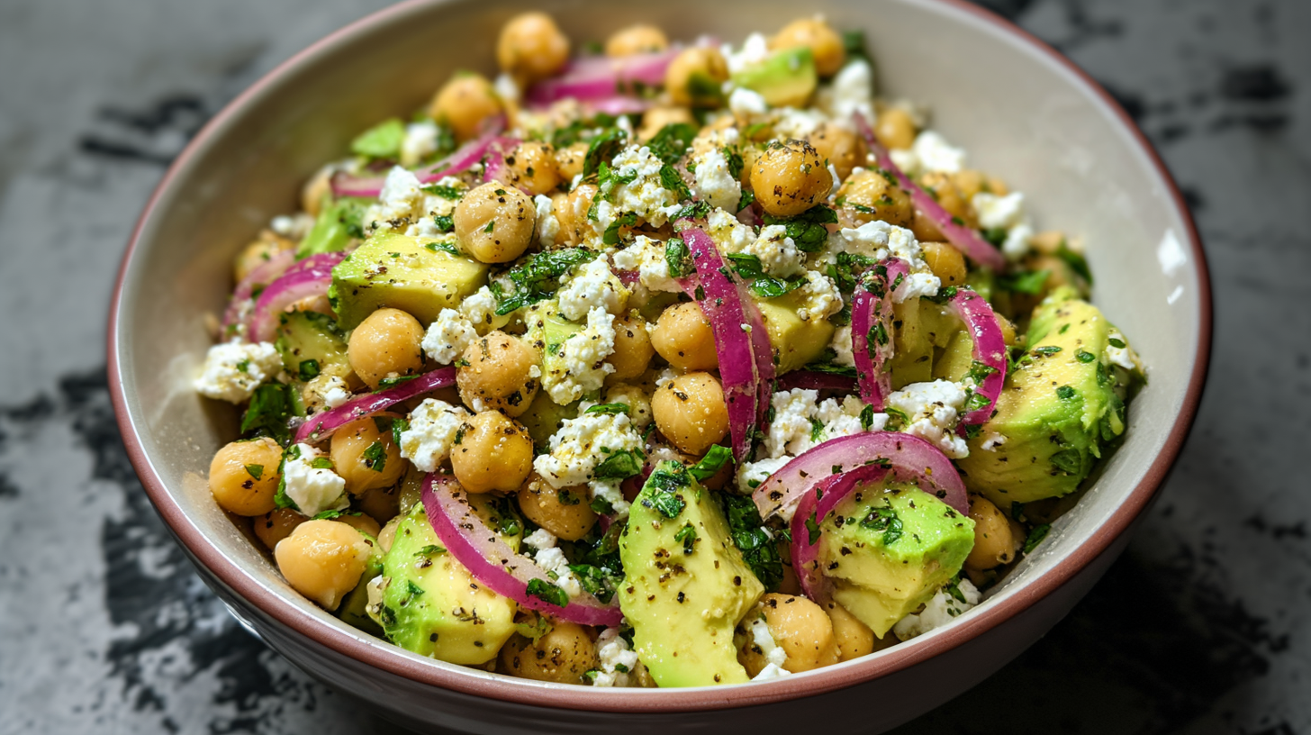 Chickpea Feta Avocado Salad