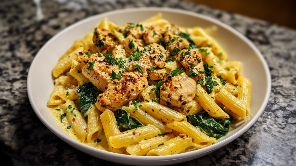 Healthy Garlic Chicken Pasta