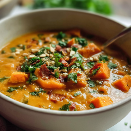 Spicy Peanut Sweet Potato Soup